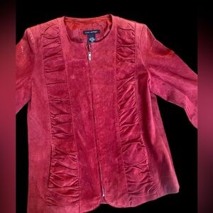 Converge Women's Vibrant 100% Leather/Suede Red Jacket Sz 12